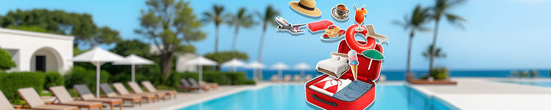 last minute header : piscine d'hôtel avec valise